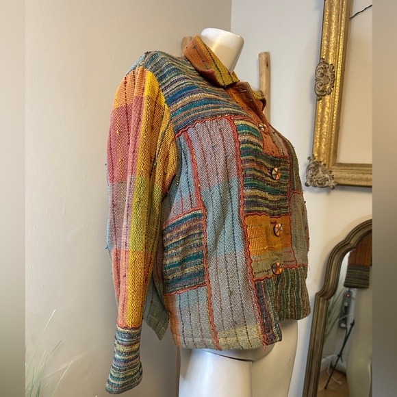 Travelsmith Womens Funky Jacket Petite M Carpet Tapestry Bright Colors - Picture 3 of 10